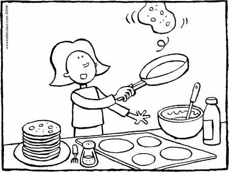 Emma baking pancakes - kiddicolour