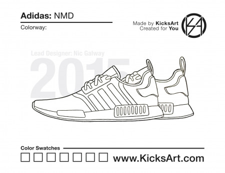 Adidas NMD Sneaker Coloring Pages - Created by KicksArt