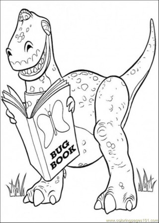 Rex Is Reading A Book Coloring Page for Kids - Free Toy Story Printable Coloring  Pages Online for Kids - ColoringPages101.com | Coloring Pages for Kids