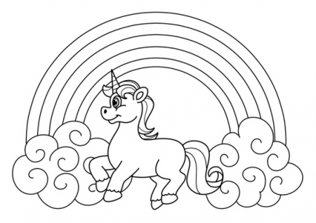 Unicorn And Rainbow Coloring Page - Free Printable Coloring Pages for Kids