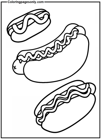 Hot Dogs printable Coloring Pages - Hot Dog Coloring Pages - Coloring Pages  For Kids And Adults