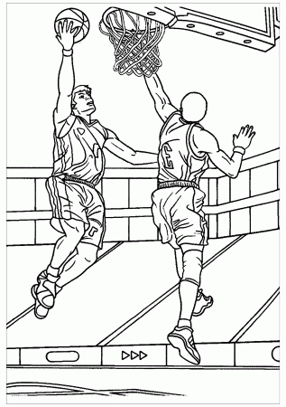 Free basketball drawing to print and color - Basketball Kids Coloring Pages