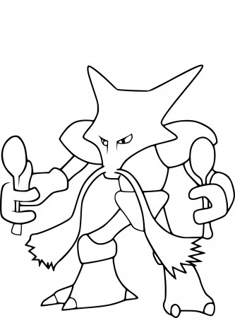 Alakazam Pokemon coloring page - free printable coloring pages on  coloori.com