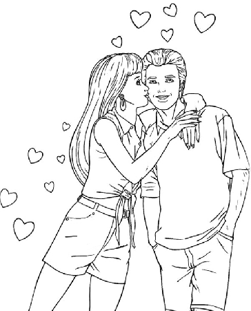 Barbie and Ken coloring page