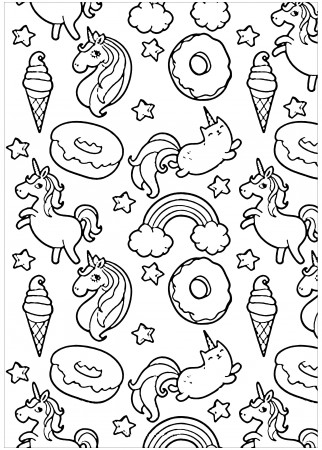 Pusheen donuts and unicorn - Doodle Art / Doodling Adult ...