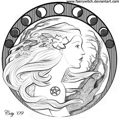 wiccan coloring pages | Cruzines-The Thoughts and Art of Tori Beveridge |  Moon tattoo, Celestial tattoo, Art