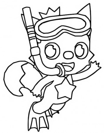 Coloring page Baby Shark : Pinkfong, fins and snorkel 3