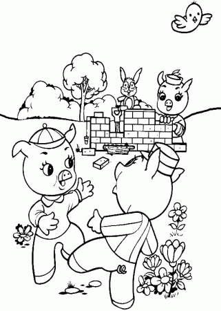 Little Pigs Brick House coloring page - free printable coloring pages on  coloori.com