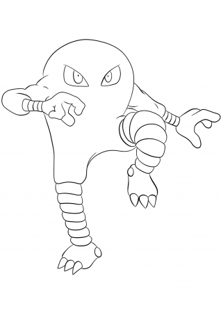 Hitmonlee (No.106) : Pokemon (Generation I) - All Pokemon coloring pages  Kids Coloring Pages