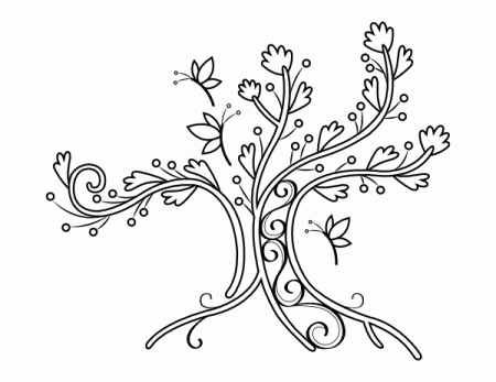 Printable Butterflies and Tree of Life Coloring Page