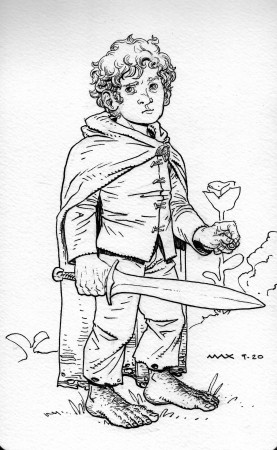 OC] Frodo Baggins by me, Ink. @maxdavenportyo : r/FantasyArt