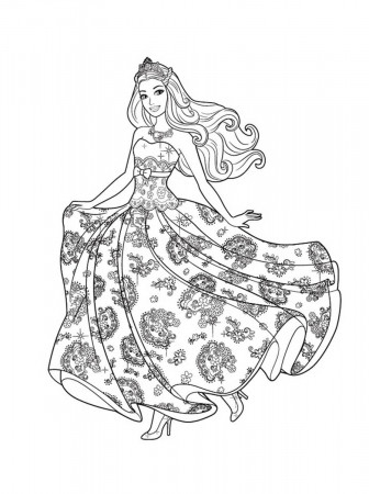 Barbie doll in a nice dress - Coloring pages for you