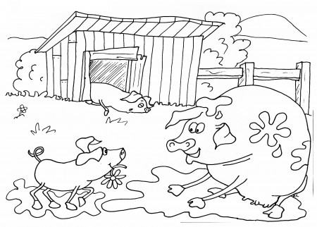 Farmhouse coloring pages for kids - Farm Kids Coloring Pages