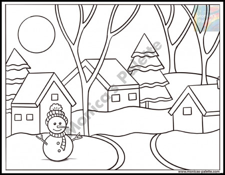 Coloring Page - Winter Season -Monica's Palette coloring page