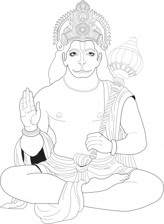 Hanuman - India Adult Coloring Pages
