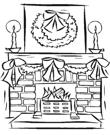 Fireplace Decoration Christmas With Candles Coloring Page | Free ...