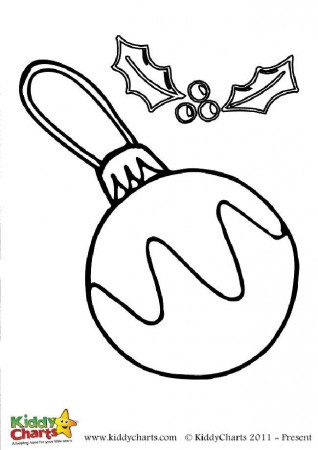 Free bauble and holly colouring page