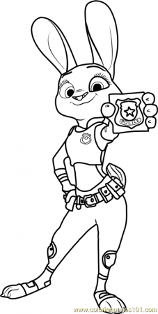 Judy Hopps with Badge Coloring Page for Kids - Free Zootopia Printable Coloring  Pages Online for Kids - ColoringPages101.com | Coloring Pages for Kids