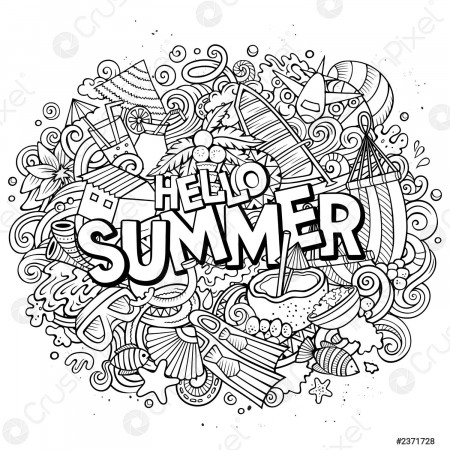 Hello Summer hand drawn cartoon doodles illustration Funny seasonal design  - stock vector 2371728 | Crushpixel