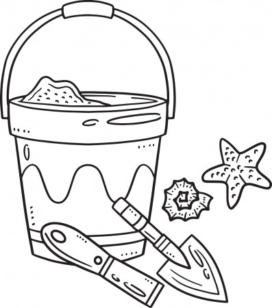 Summer Sand Castle Tools Isolated Coloring Page 19633498 Vector Art at  Vecteezy