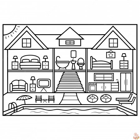 Doll House Coloring Pages for Kids | GBcoloring