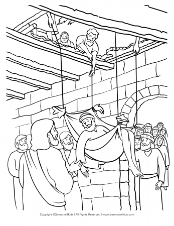 Jesus Heals a Paralytic (1) Coloring Page | Sermons4Kid...