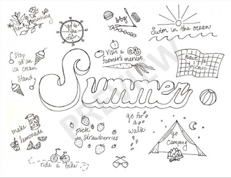 Summer Bucket List Coloring Page - Etsy