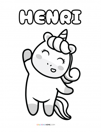 Henri unicorn coloring page