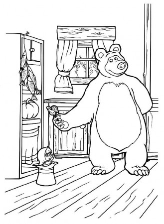 Masha and the Bear Bring Masha Delicious Candy Coloring Pages ...