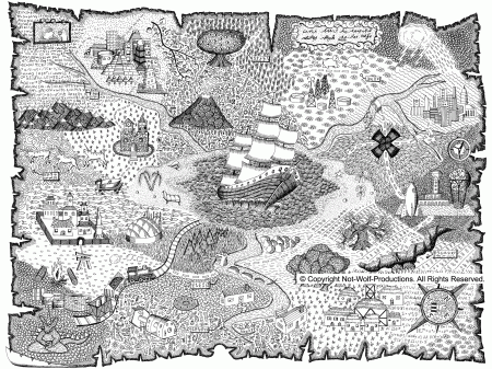 Printable Treasure Map - Coloring Pages for Kids and for Adults