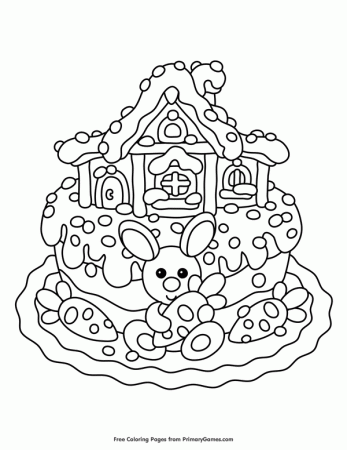 Easter Cake Coloring Page • FREE ...