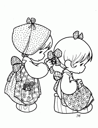 Precious Moments Of 2 Girls Coloring Page Printable - VoteForVerde.com