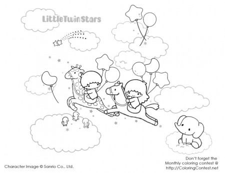 little-twin-star-coloring-pages-4 | Cute Kawaii Resources