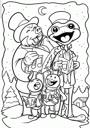 Chorus singing Christmas songs outdoors | Coloring Pages 24