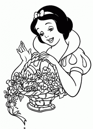 Snow White And Flowers Coloring Pages - Snow White Cartoon 