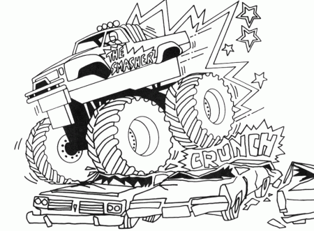 monster truck para colorear dibujos acolorear