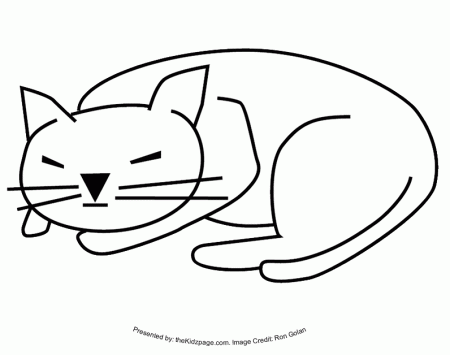 Sleeping Cat - Free Coloring Pages for Kids - Printable Colouring 
