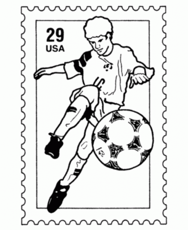BlueBonkers: USPS Sports Stamp Coloring Pages - Soccer Postage Stamp