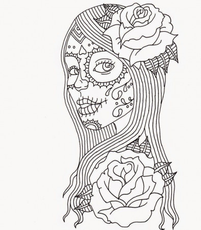 Coloring: Fabulous Day Of The Dead Skull Coloring Pages