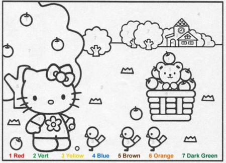 Hello Kitty Color by Number Coloring Page