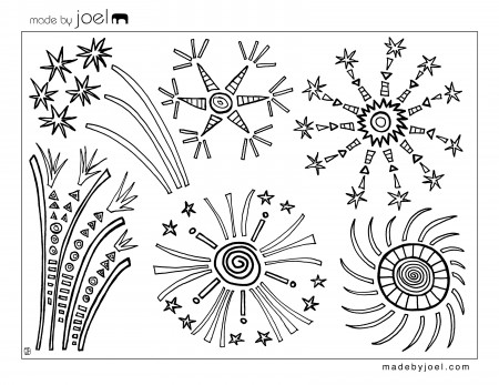 4th of July Fireworks Coloring Sheet – Made by Joel