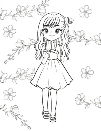 Premium Vector | Coloring page girl cartoon anime cute character