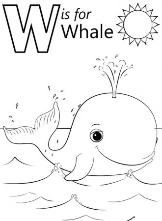 Whale Letter W Coloring Page - Free Printable Coloring Pages for Kids