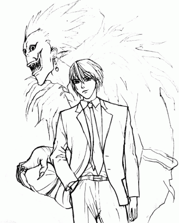 Ryuk and Yagami Coloring Pages - Death Note Coloring Pages - Coloring Pages  For Kids And Adults