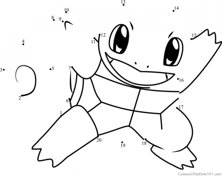 Pokemon Squirtle dot to dot printable worksheet - Connect The Dots
