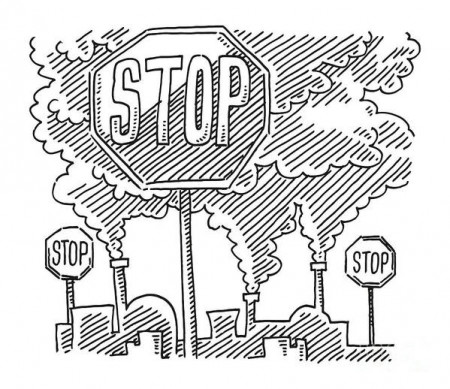 Stop Sign Air Pollution By Coal Industry Drawing Poster by Frank Ramspott -  Fine Art America