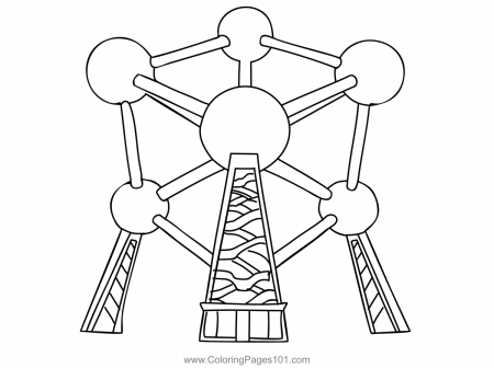 Atomium Coloring Page for Kids - Free Belgium Printable Coloring Pages  Online for Kids - ColoringPages101.com | Coloring Pages for Kids