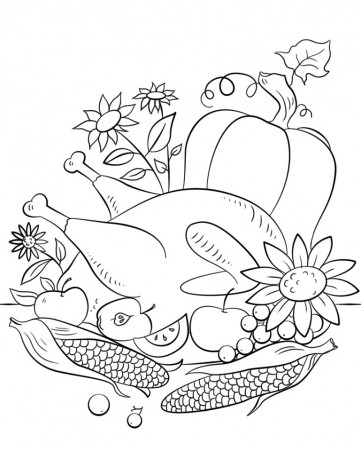 Thanksgiving Foods Coloring Page - Free Printable Coloring Pages for Kids