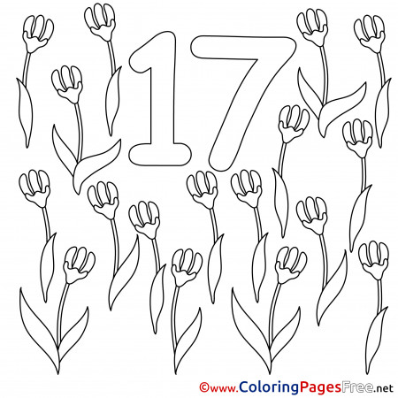 17 Flowers printable Numbers Coloring ...