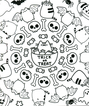 Halloween Pusheen coloring pages